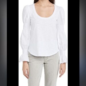 Cinq A Sept Libby Tiered Puff-Sleeve Top Size Medium